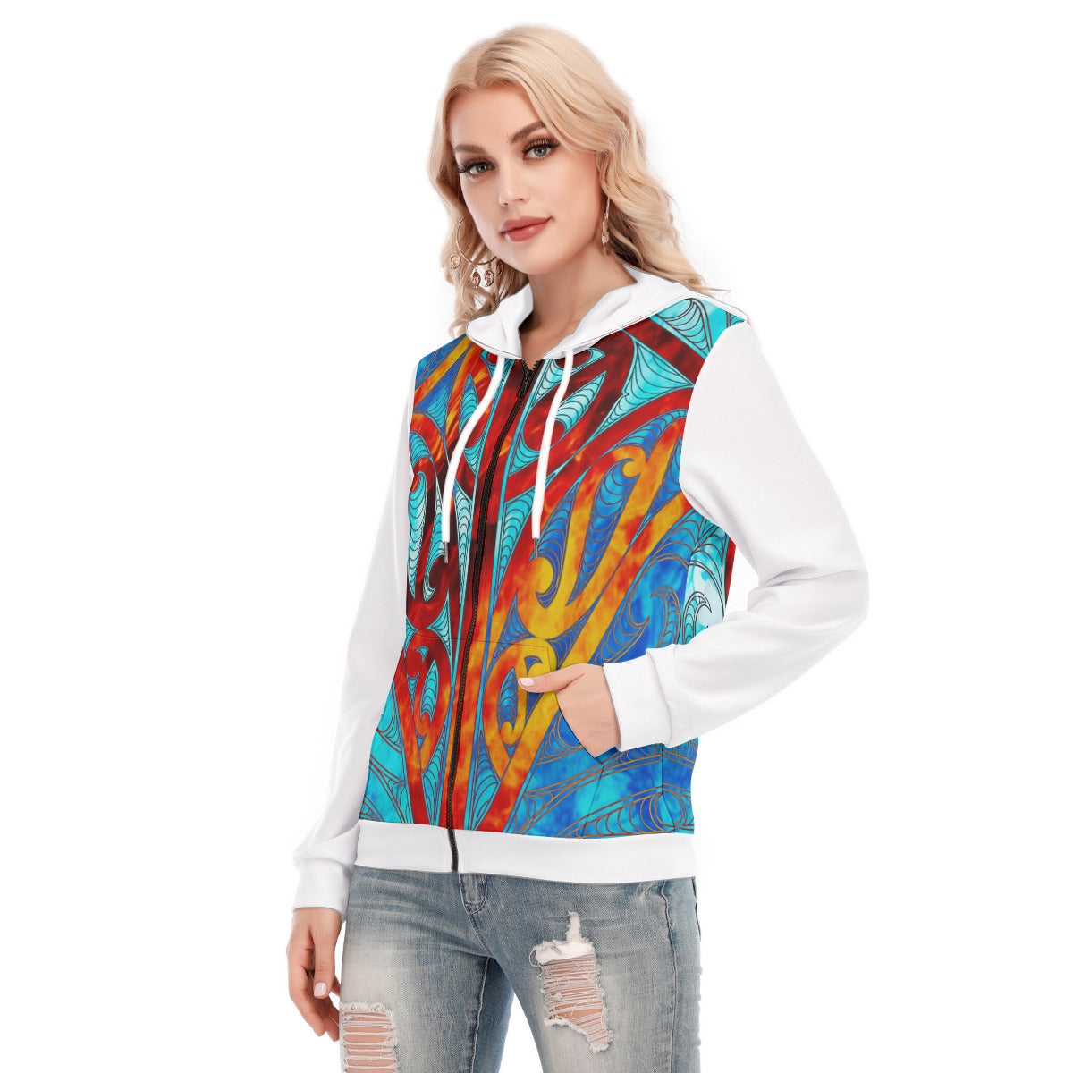 All-Over Print Women's Hoodie With Zipper