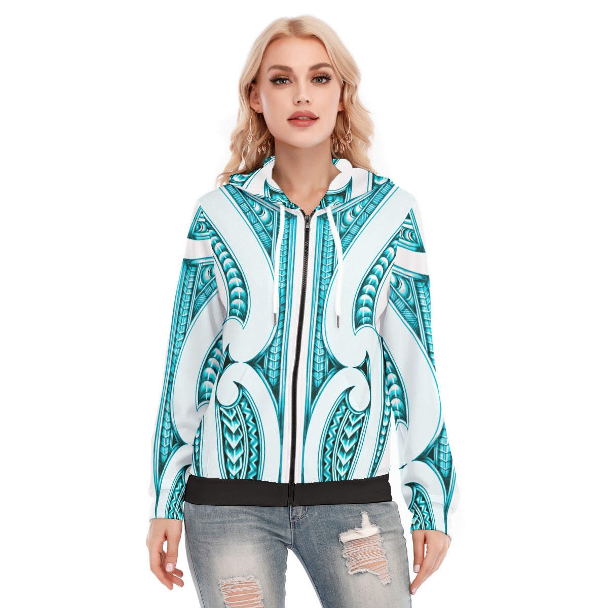 All-Over Print Women's Hoodie With Zipper
